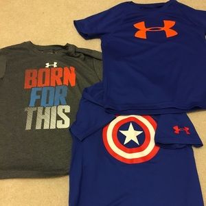 Boys UA tees. Size 6. 3 tee shirts. Like new.